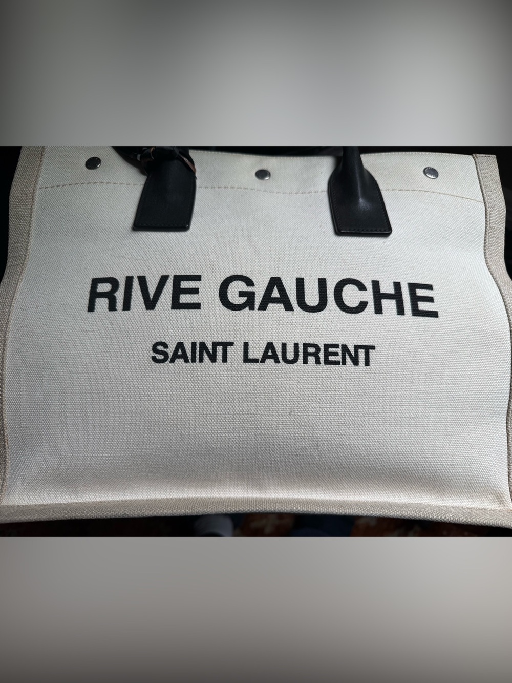SOLD Saint Laurent Rive Gauche Tote - Black, Cream, and Tan - Picture 15 of 16